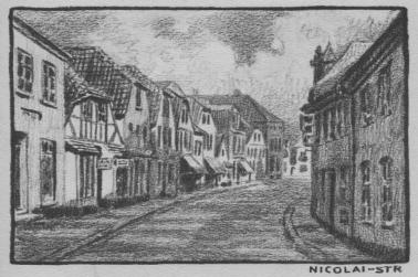 Walter Baasch Heimatskizzen 1920 "Rund um Eckernf�rde" - Nicolai-Stra�e