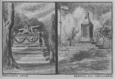Walter Baasch Heimatskizzen 1920 "Rund um Eckernf�rde" - Preussers Grab - Denkmal der S�dschanze