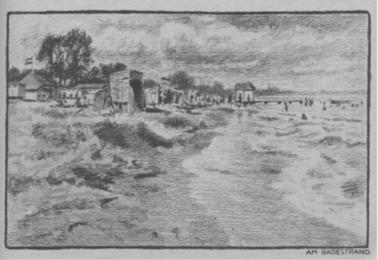 Walter Baasch Heimatskizzen 1920 "Rund um Eckernf�rde" - Am Badestrand