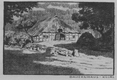 Walter Baasch Heimatskizzen 1920 "Rund um Eckernf�rde" - Bauernhaus - Kosel